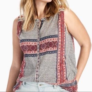 Border Print Button Up Top